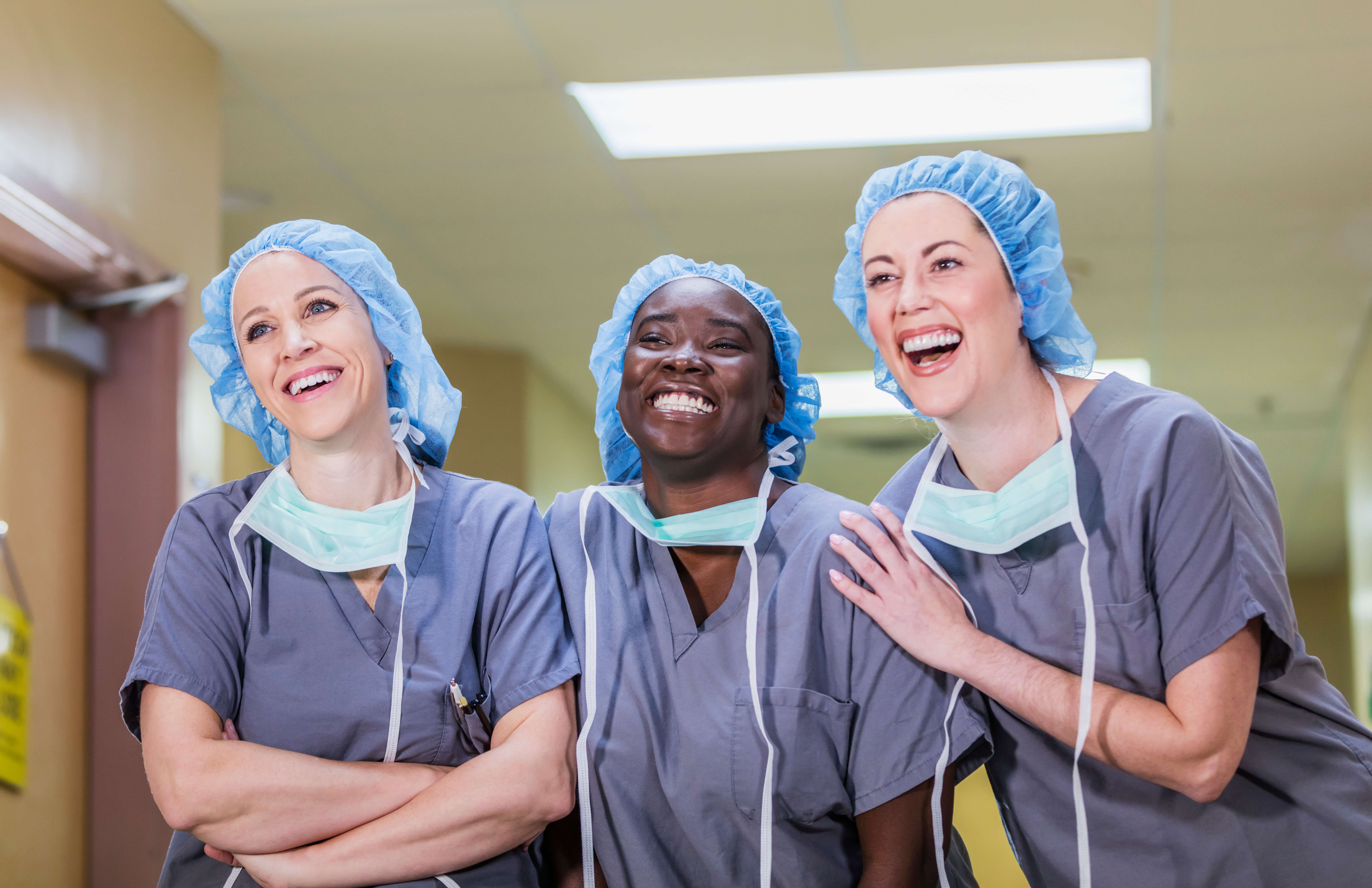 Team of healthcare worker in hospital Diverse nurse happy to learn how to prevent implicit bias